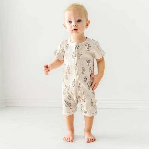 Organic Baby Short Zip Romper - Cactus