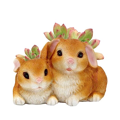 KOCNYDEY Bunny Pot, Small Succulent Pots with Drainage, Cute Bunny Resin Succulent Planter Pots, Bunny Decor Planter Tiny Animal Planter Flower Pot for Plants Flower Cactus Garden Indoor Outdoor