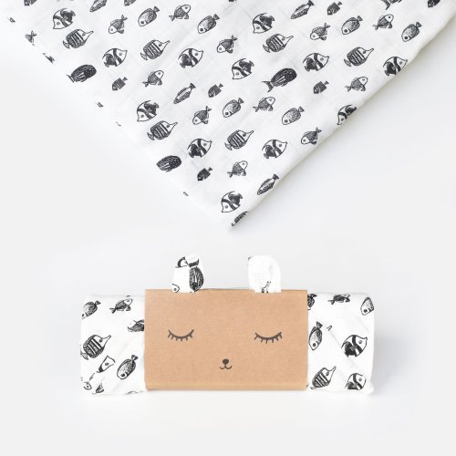 Organic Muslin Swaddle - Fish