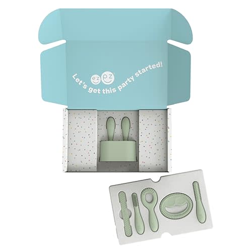 ezpz Kit 1: Prepare for Starting Solids (Sage) - Pre-Feeding Tools | Build Readiness for Starting Solids - Designed by a Pediatric Feeding Specialist - Shower Essentials & Gifts