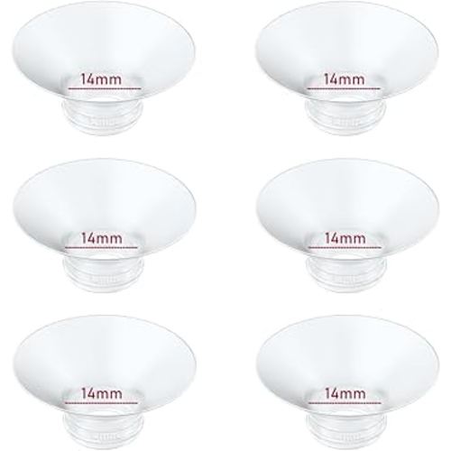 Flange Insert 14mm 6pcs Compatible with Momcozy M5/M9/M6/S12 Pro/V1 Pro/V2 Pro,for Spectra/Medela/MomMed/eufy/Lansinoh/Elvie Breast Pump, Fit for 24mm Flange/Shield of Most Pumps (6PC-14mm)