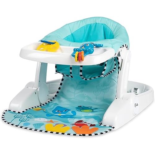 Baby Einstein Unisex Sea of Support 2 In 1 Sit Up Floor Seat with Soft Seat Pad, Store Tray, and Sea of Sensory Details, Multicolor