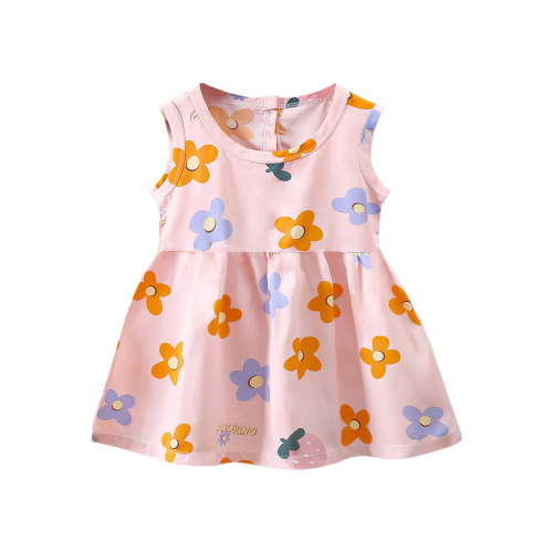 Summer Clearance Holiday Deals 2025! QTOCIO Toddler Girls Dresses, Baby Girl Clothes, Fashion Girls' Summer New Short Sleeve Ruffled Pockets Round-Neck Printed Dress, Pink, 4 Years