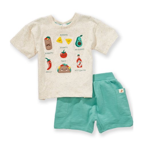 Purebaby Baby Boys Organic Cotton Short Sleeve Bocadillo T-Shirt & Solid Shorts Set