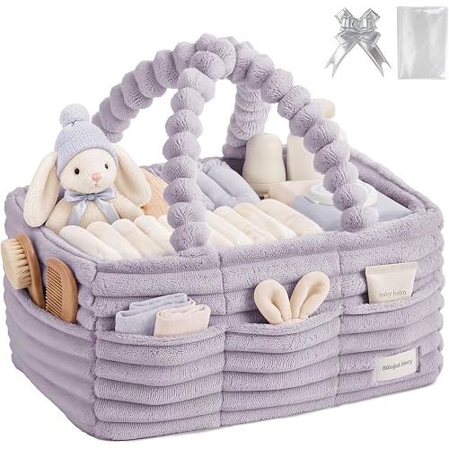 Blissful Diary Flannel Diaper Caddy Organizer & Gift Packaging,Light Purple