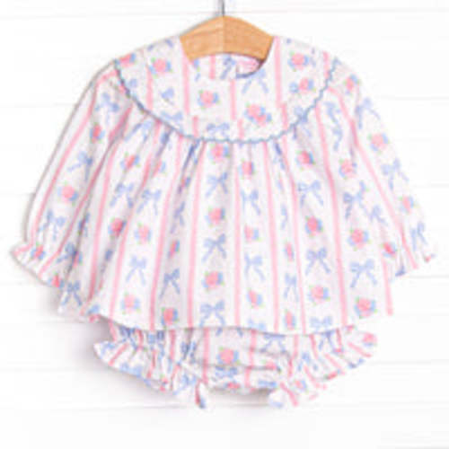 Rose of Bows Diaper Set, Blue – Stitchy Fish