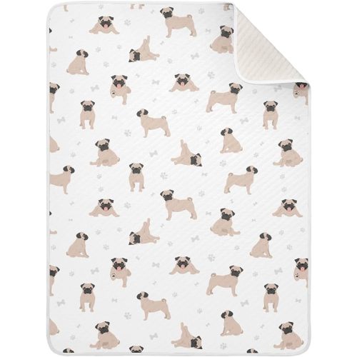 Swaddle Blanket for Cute Pug Puppy Dogs Baby Receiving Blanket Muslin Baby Swaddles Soft Cotton Breathable Nursery Blankets for Unisex Boys and Girls 30x40 Inch