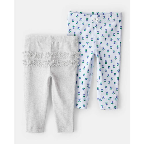 Baby 2-Pack Floral Pull-On Pants - Grey/Blue - Carter's | Carter's