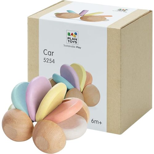 PlanToys® Wooden Baby Push Toy Car | Montessori Toy for Infants | Wooden Baby Toy with Flexible Body | Sensory & Motor Skill Development Toy for 6+ Months