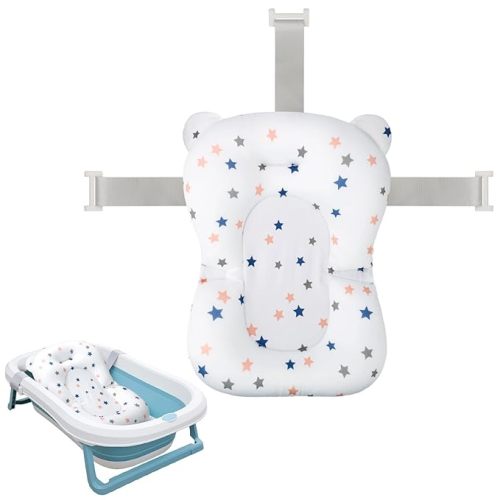 Colorlife Baby Bath Seat Support Net Infant Bathing Seat Support Mat, Adjustable Comfortable Non-Slip Three-Pointed Baby Shower Net Bathtub Sit Up Mesh for Newborn 0-12 Months-Star(No Bathtub)