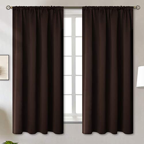 BGment Brown Blackout Curtains 63 Inch Length, Room Darkening Drapes | Rod Pocket Thermal Insulated for Bedroom Living Room Window, 2 Panels, 42 X 63 Inch