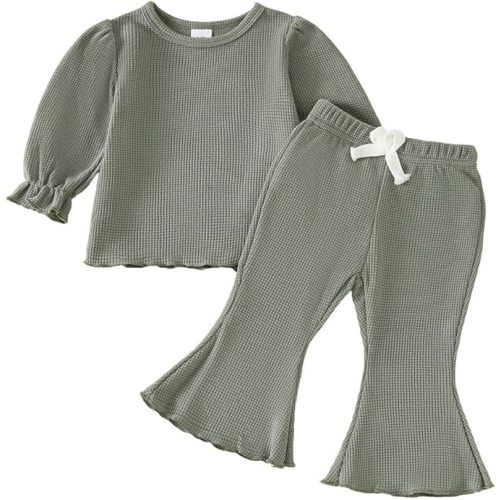 Koecnoc Toddler Girl 2-piece Clothes Set Infant Girl Cotton Long Sleeve Shirt and Pant Fall Winter Outfit for Baby Girl