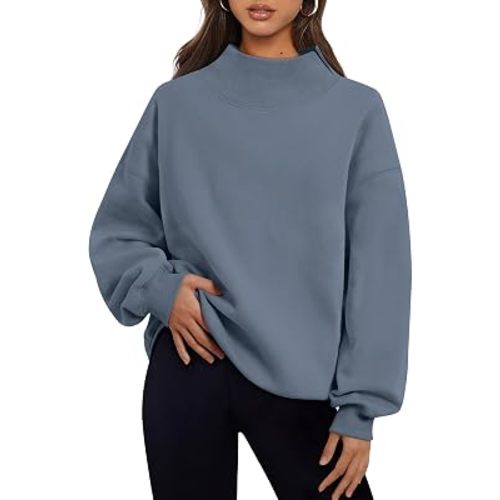 Amazon.com: Trendy Queen Womens Mock Neck Sweatshirts Oversized Pullover Fall Outfits | Fall Fashion Clothes 2026,Teacher Outfits,Long Sleeve Tops,Comfort Soft Fleece,Casual Lounge Travel Work Hiking Outfit : Clothing, Shoes & Jewelry