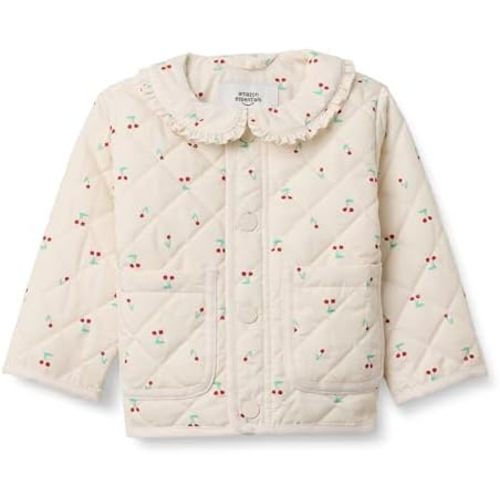 Amazon Essentials x Sofia Grainge Toddler and Baby Girls' Midweight Quilted Field Jacket with Ruffle