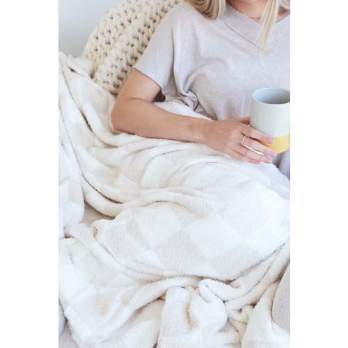 CuddleLane™ Luxe Blankets in Toffee Check | Caden Lane