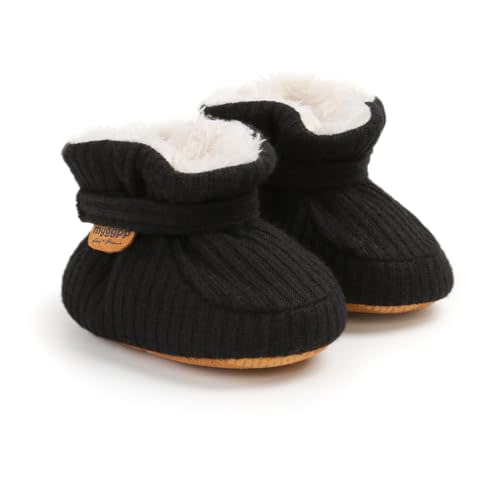 Baby Booties Cozy Fleece Slippers Soft Baby Shoes With Gripper Soles, Winter Infant Newborn Crib Sock Shoe Warm Footwear First Walkers