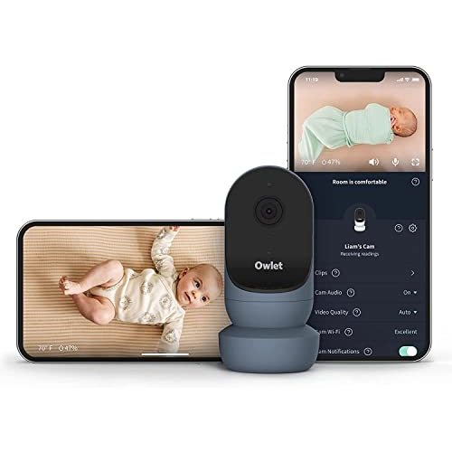 Owlet Cam 2 Video Baby Monitor with Camera and Audio - WiFi Streaming from Anywhere, Night Vision, Cry, Sound and Motion Notifications, Mounting kit Included, Bedtime Blue