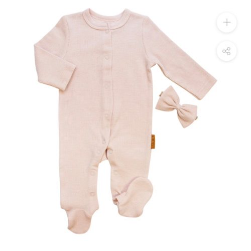 Waffle Pajama & Headband Set (Nude)