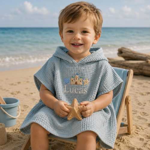 Custom Name Beach Towel, Custom Name Toddler Beach Bath Towel, Summer Trip Towel, Baby Shower Gift, Waffle Towel,Summer Keepsake, Baby Gift