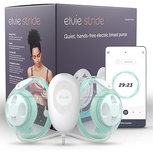 Elvie Stride 2 Hospital-Grade, App-Controlled Double Breast Pump - Hands-Free, Wearable, Ultra-Quiet & Electric with 10-Settings & Rechargeable