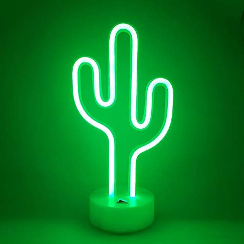 LoveNite Neon Indoor Night Light, Battery Operated Glowing Neon Decorative Sign LED Light for Room Party Festival Decorations (Cactus)