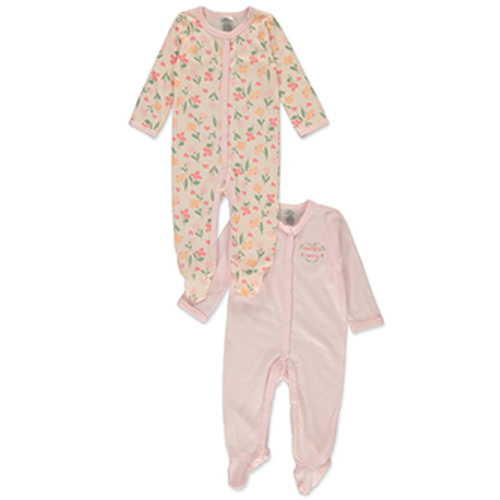 Little Beginnings Baby Girls' 2-Pack Footed Coveralls