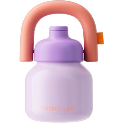 Botella de agua CHAKO LAB con pajita y asa de transporte | Botellas de acero inoxidable con boca ancha aisladas al vacío | Reutilizables, a prueba de fugas y libres de BPA | 33 onzas (Púrpura y