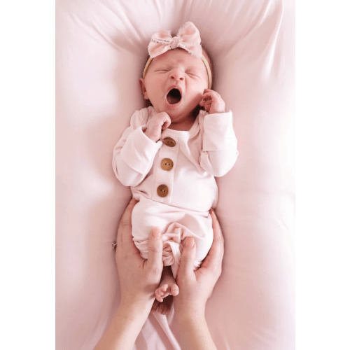 Solid Blush Bamboo Baby Knot Gown & Hat