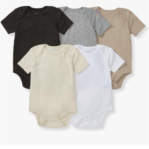 Burt's Bees Baby Unisex Bodysuits, Short Sleeve Organic Sleepwear, 5-Pack