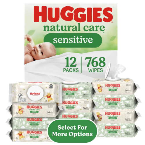 Huggies, Baby Wipes, 768 Count, Sensitive Unscented, Plant-Based