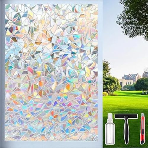 Rainbow Window Privacy Film with Cutting Reference Line, 17.5" x 78.74"