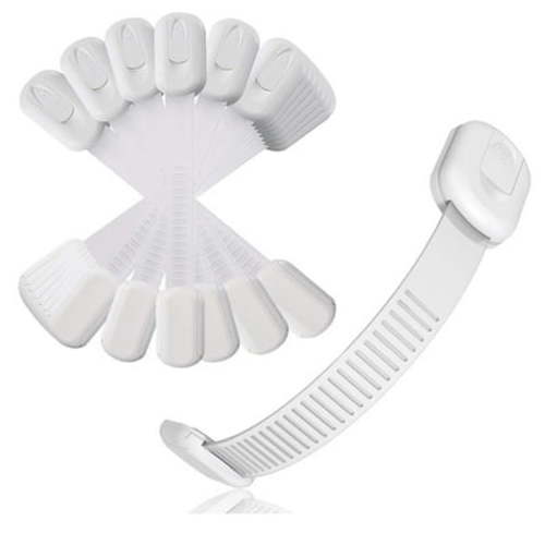 White 10PCS Child Safety Strap Locks for Door, Baby Locks Child Safety Cabinet Baby Proofing Cabinet Locks  for Drawer , Baby Cabinet Safety Latches