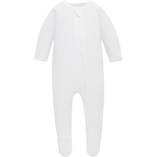 Owlivia Organic Cotton Baby Pajamas, Boys Girls Zip Front Sleep 'N Play Pjs, Footed Sleeper, Long Sleeve