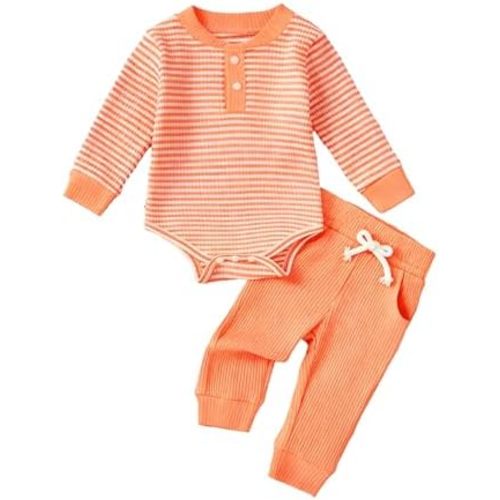 Newborn Baby Boy Clothes Ribbed Knit Long Sleeve Romper and Pants Set Fall Winter Baby Boy Outfits
