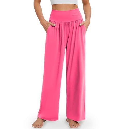Gracyoga Wide Leg Yoga Pants for Women Casual Loose Cozy Sweatpants High Waisted Lounge Pajama Flowy Pants With Pockets