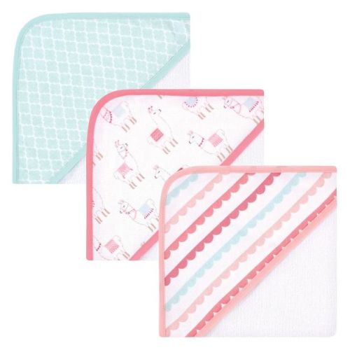 Hudson Baby Infant Girl Cotton Rich Hooded Towels, Llama, One Size