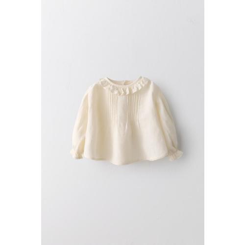 LIMITED EDITION COTTON LINEN PLEATED LACE SHIRT - Ecru | ZARA United States