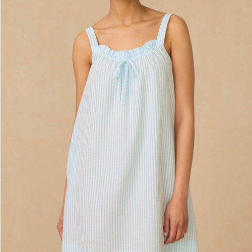 LAKE | Women | Cotton Pajamas | Salt Spray Seersucker Alice Nightgown