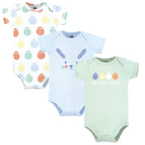 Luvable Friends Hudson Baby Unisex Bodysuits 3pk, Pastel Egg Hunt, 3-6M