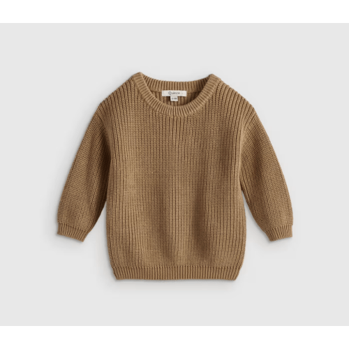 100% Organic Cotton Fisherman Tunic Sweater in Camel, 6-9M