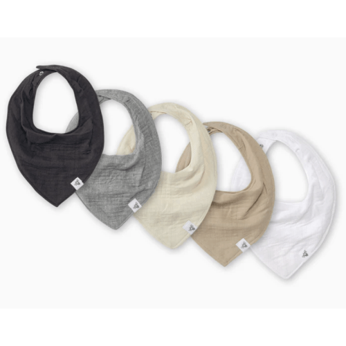Organic Muslin Baby Bandana Bibs - Ash