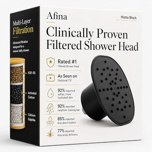 Afina Filtered Shower Head, High Pressure Rainfall (Matte Black)