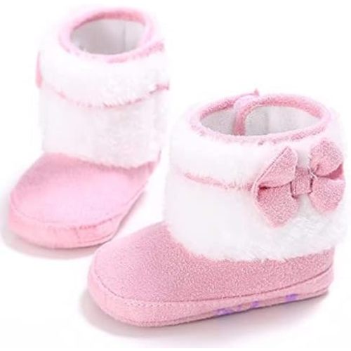 E-FAK Baby Boy Girl Boots Newborn Shoes Winter Snow Bowknot Anti-Slip Soft Sole Warm Infant Toddler Prewalker Booties