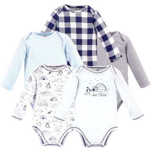 Touched by Nature Organic Cotton Long-Sleeve Bodysuits 5pk, Arctic, 3-6 Months