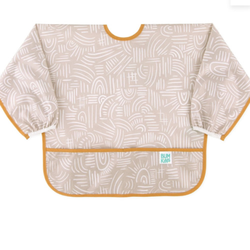 Long Sleeve Food Catching Bib in Rustic Boho Print | Bumkins