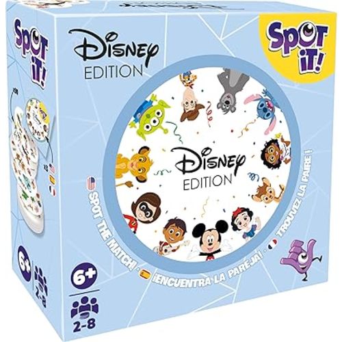 Asmodee Spot It! Disney Card Game Eco-Blister Edition, 5-in-1 Visual Perception Game for Quick Reflexes and Family Fun, Ages 6+, 2-8 Players, 10 Minute Playtime