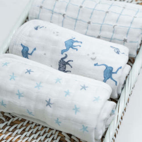 Rising Star Cotton Muslin Washcloths 3pk | aden + anais
