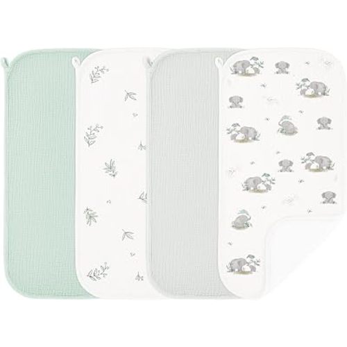 Susurration Muslin Burp Cloths, Soft Baby Burping Cloths for Unisex Boys and Girls, Newborn Essentials Large Extra Absorbent Washcloths, 20x10in, 4 Pack
