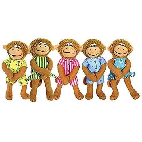 MerryMakers Five Little Monkeys Finger Puppet Playset, Set of 5, 5-Inches Each