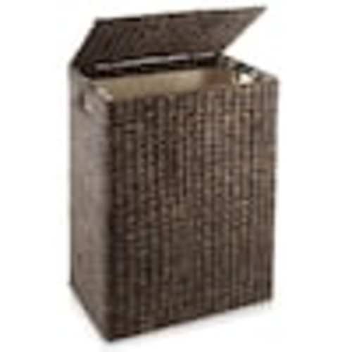 Casafield Brown Espresso 18.5 in. x 24 in. Wicker Water Hyacinth Decorative Baskets Large Laundry Hamper with Lid and Liner STO-LAU32-BRN.